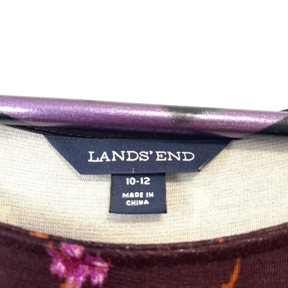 Lands End Casual Flared Coffee Brown Floral Dress Size 10-12 - Picture 8 of 8